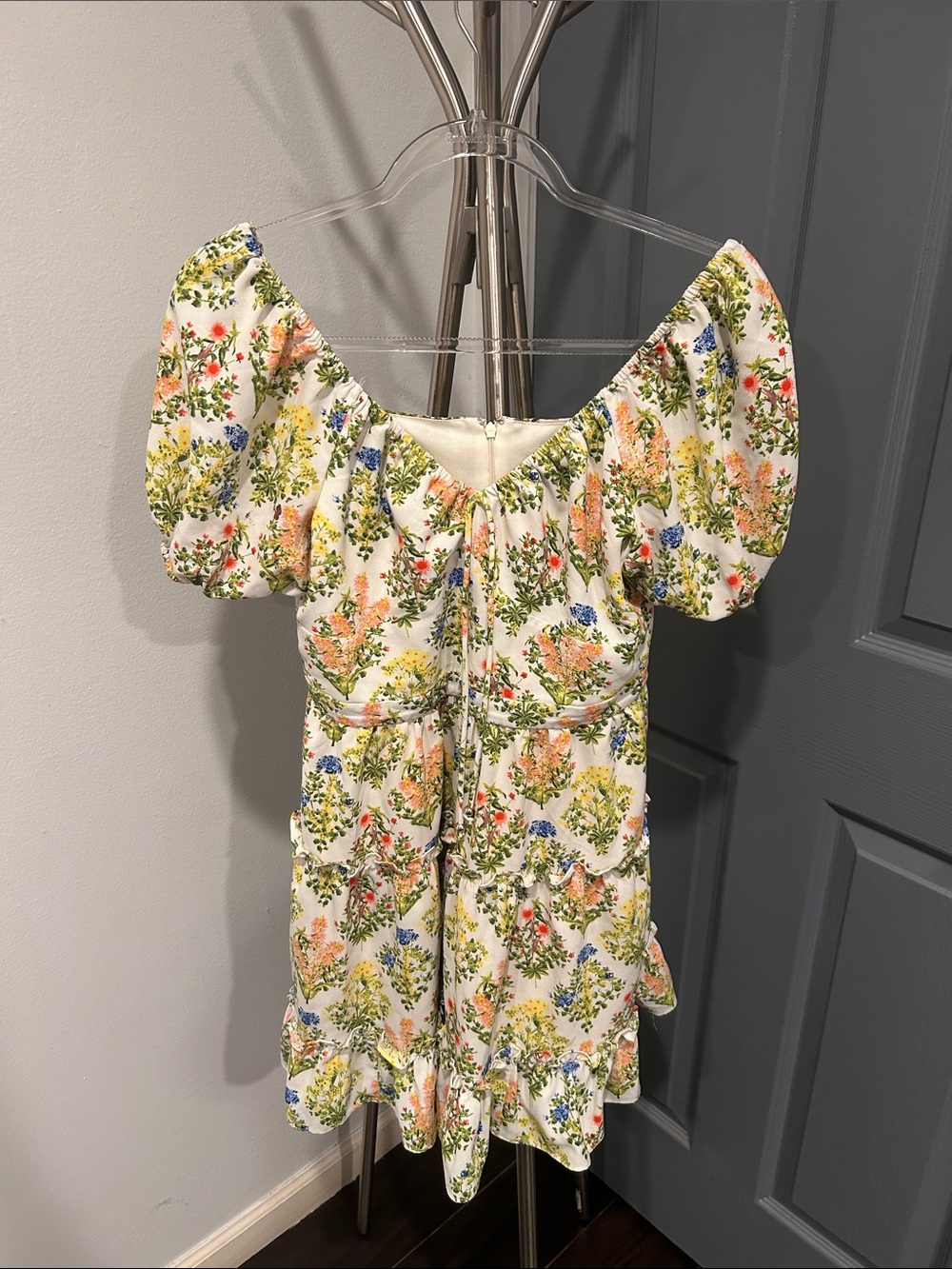 Laundry By Shelli Segal Cream Floral Puff-Sleeve Tunic